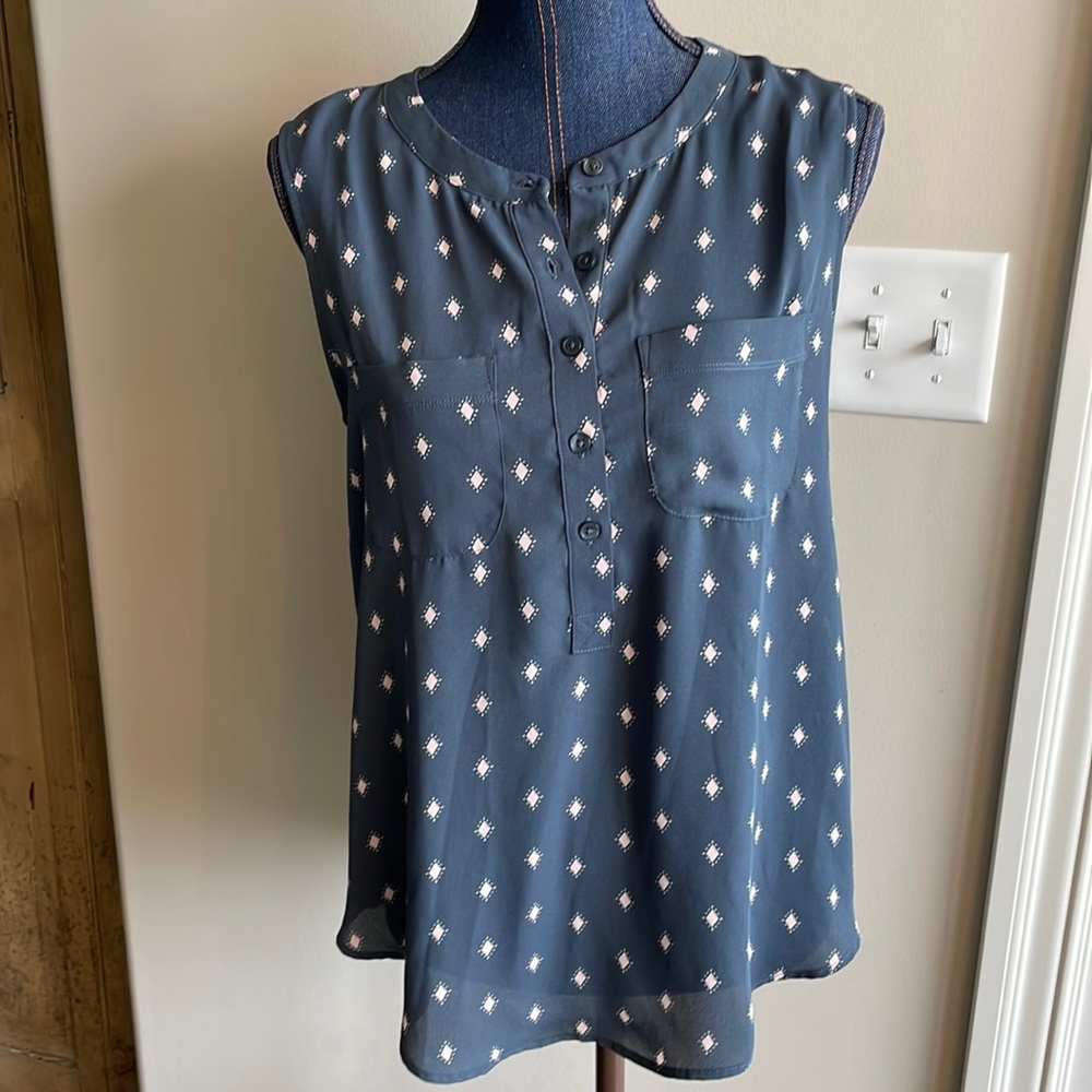 Loft Sz M mixed media tank Blouse NWT